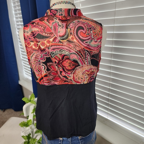 Studio 1940 Sleeveless Black Paisley Shirt Sz Large Business Casual - Picture 7 of 13